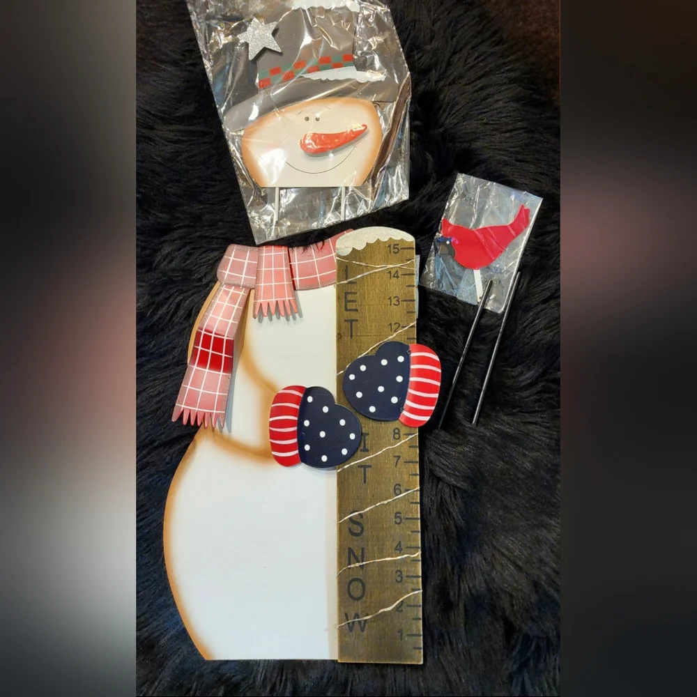 Solar Lighted Snowman Snow Gauge Garden Stake